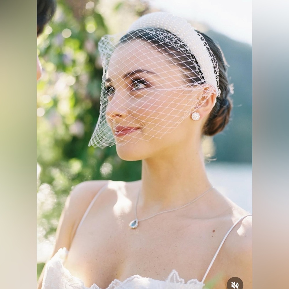 BHLDN Cream Birdcage Veil Headband